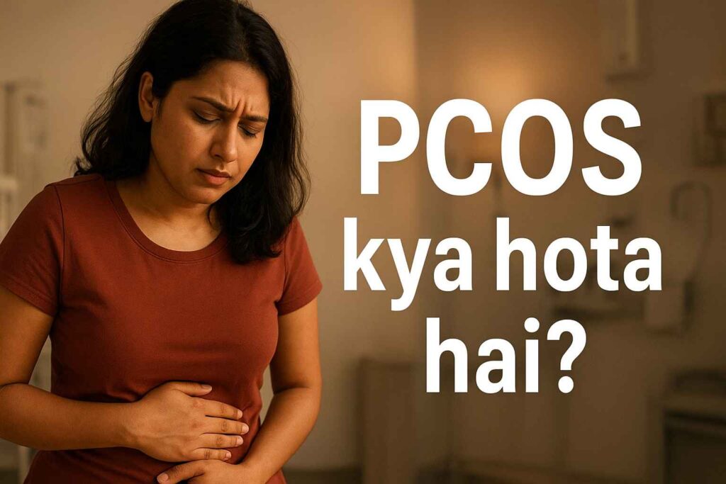 PCOS kya hota hai awareness image showing a woman experiencing PCOS symptoms