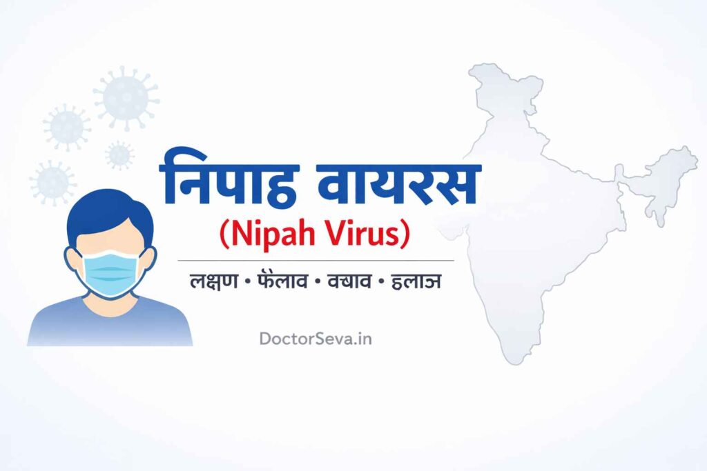 निपाह वायरस (Nipah Virus) भारत में – लक्षण, फैलाव, बचाव और इलाज की जानकारी वाली AI जनरेटेड फीचर्ड इमेज